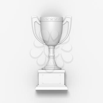 Trophy on the light grey background. 3D illustration