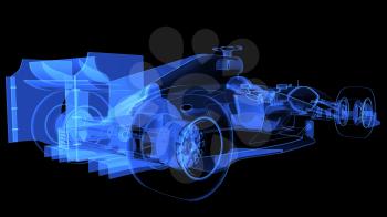3d Rendering of xray sport car. 3D illustration