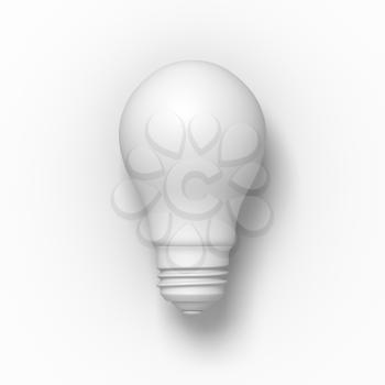 White light bulb on the light grey background. 3D illustration