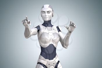 The robot that points something. Clipping path included .3D illustration