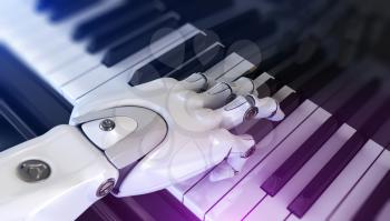 Robot Plays the Piano. 3d Illustration