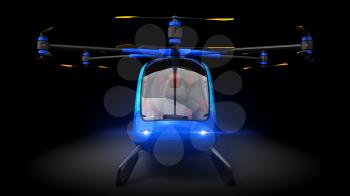Electric Passenger Drone. This is a 3D model and doesn't exist in real life. 3D illustration