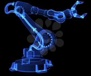 Industrial robot. X-ray style. 3D illustration