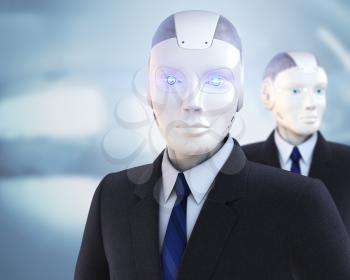 Robot dressed in a business suit. 3D illustration