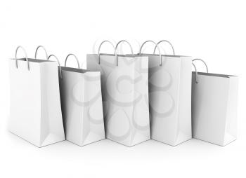 Empty Shopping Bags on white for advertising and branding. 3D illustration