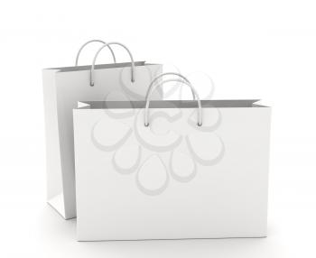 Two Empty Shopping Bag on the white. 3D illustration