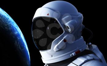 Spaceman in outer space. 3D illustration. Elements of this image furnished by NASA