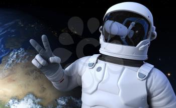 Spaceman on the orbit. 3D illustration. Elements of this image furnished by NASA