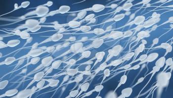 3D illustration of sperm going for the egg