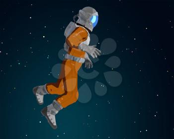 Cartoon astronaut in the space. 3D illustration