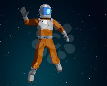 Cartoon astronaut waving in the space. 3D illustration
