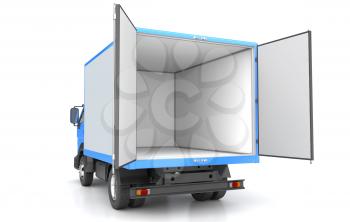 Box truck isolated on white. 3D illustration