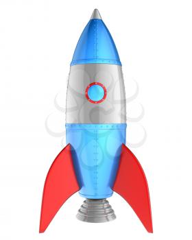 Cartoon rocket isolated on white. 3D illustration