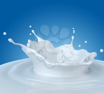 Splash of milk. Clipping path included. 3D illustration
