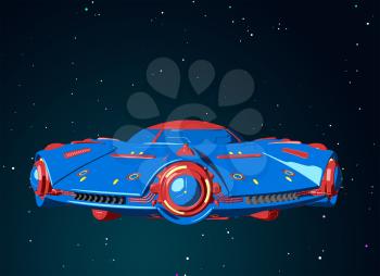 Cartoon UFO flying in the space. 3D illustration