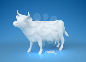 White milky cow. Clipping path included. 3D illustration