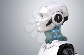 Robot's head in profile. 3D illustration