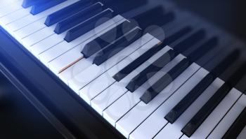Close-up of a Piano keyboard. 3D illustration