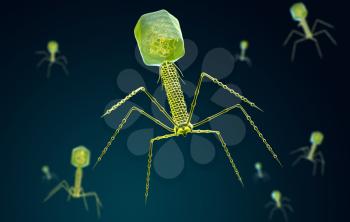 Stylized visualization of a bacteriophage. 3D illustration