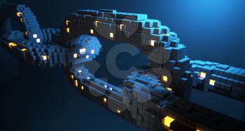 Blockchain technology concept. 3D illustration