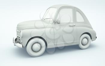 Cartoon car.Clay render style. 3D illustration