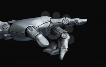 Robot's hand is pointing. 3D illustration