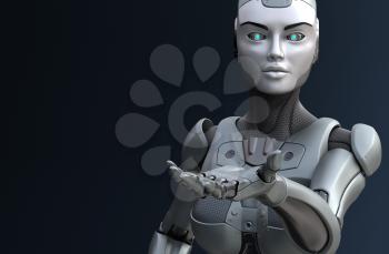 Robot giving his hand. 3D illustration