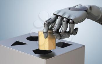 Robotic Hand with Logic Box. 3D illustration,