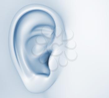 Conceptual image about human hearing.3D illustration