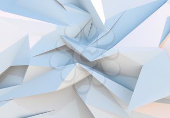 White polygonal triangle geometric background. 3D illustration