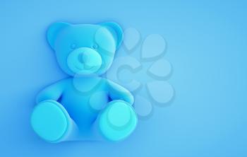 Teddy bear on the blue background. 3D illustration