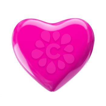 Pink valentine's heart isolated on white. 3d render with HDR