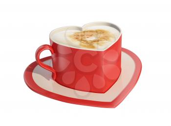 Two red heart-shaped coffee cups with saucers