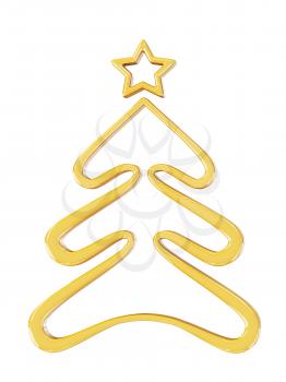 Christmas gold tree. 3d render with HDR