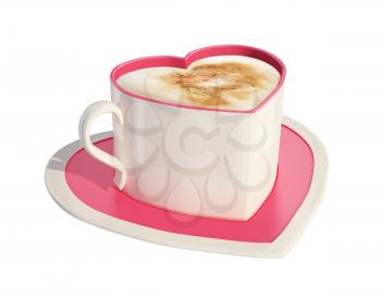 3d render of pink heart-shaped coffee cups