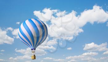Blue-white balloon in the blue sky