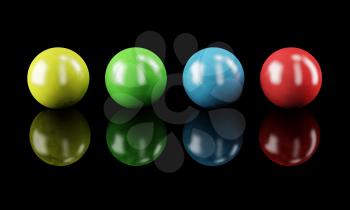 Set of color balls isolated on black
