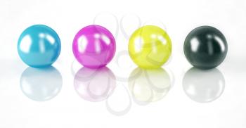 Set of balls isolated on white: CMYK colors