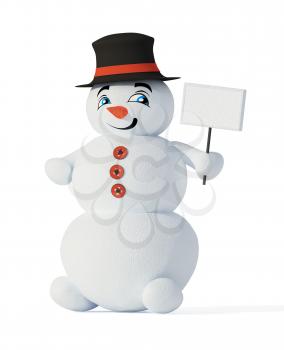 3d cute snowman with empty blank
