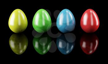 Colorful easter eggs isolated on black