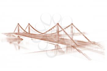 3d wireframe render of the bridge in sepia