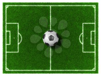 3d Football - Soccer grassy field with soccer ball