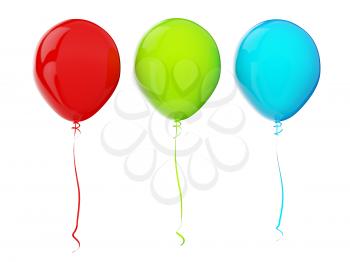 Multi-colored balloons. RGB colors. 3d render with HDR