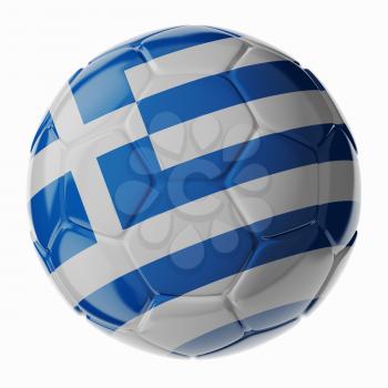 Football/soccer ball with flag of Greece. 3D render