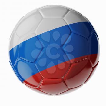 Football/soccer ball with flag of Russia. 3D render