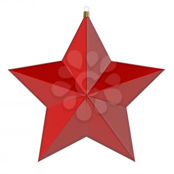 Red Christmas star. 3d render with HDR