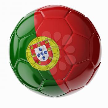 Football/soccer ball with flag of Portugal 3D render