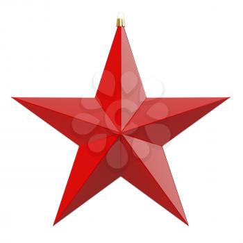Red Christmas star. 3d render with HDR