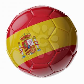 Football/soccer ball with flag of Spain 3D render
