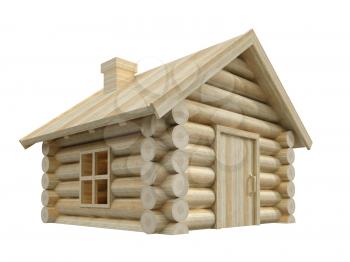 Wooden house isolated on white. 3D render